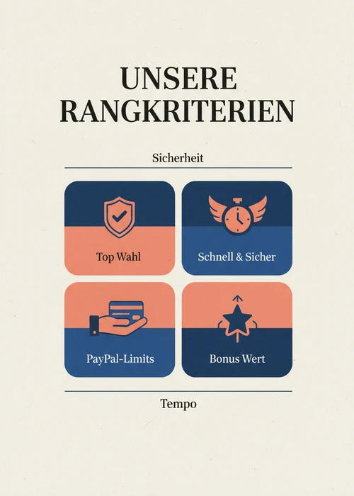 Unsere Rangkriterien für die Top 10 PayPal Casinos — Sicherheit und Tempo von Top Wahl bis Bonus Wert.