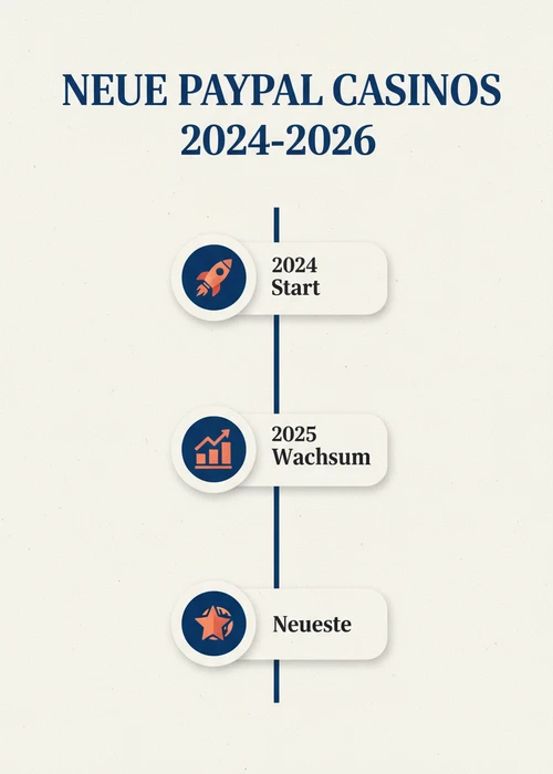 Zeitstrahl neuer PayPal Casinos in der Schweiz — 2024 Start, 2025 Wachstum und neueste Anbieter.